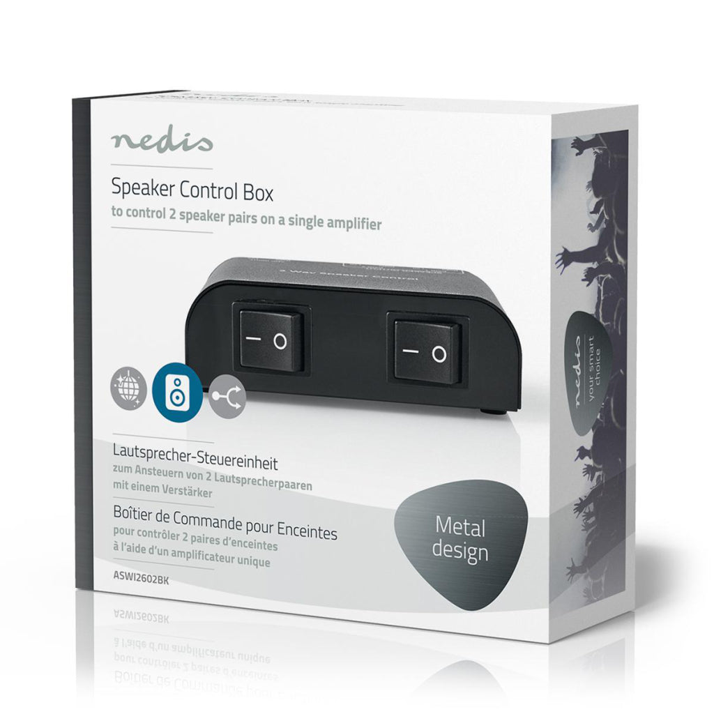 Nedis aswi2602bk Lautsprecherschalter 2-Port-Klemmanschluss schwarz