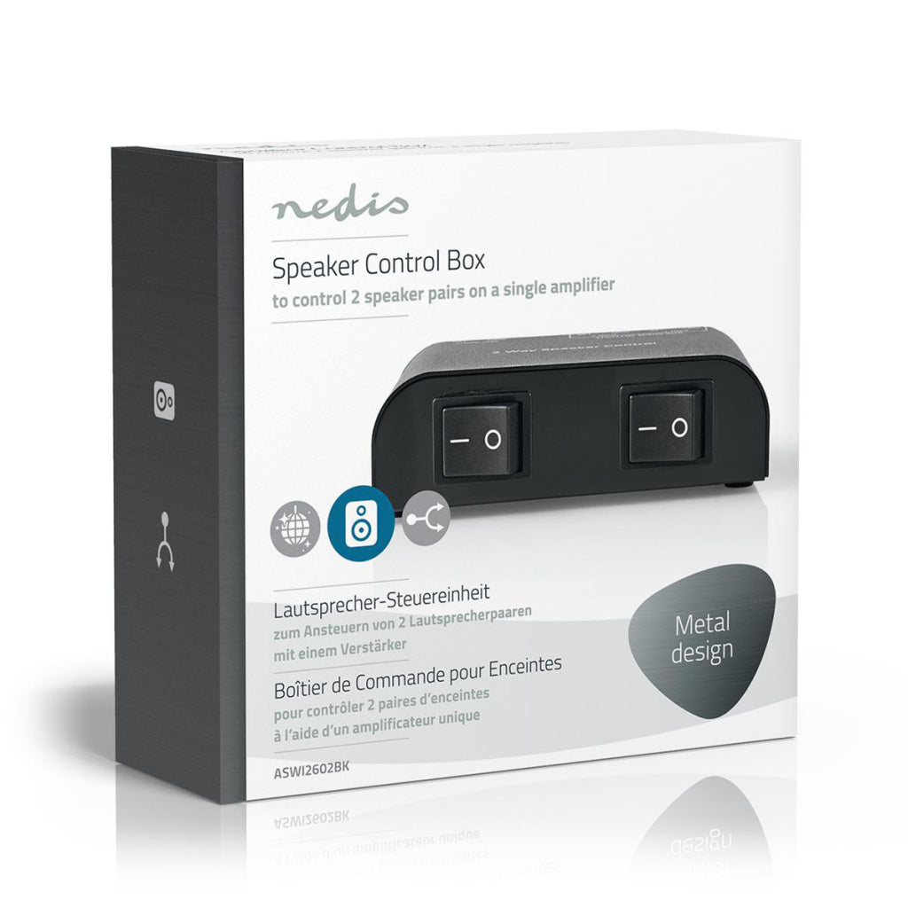Nedis aswi2602bk Lautsprecherschalter 2-Port-Klemmanschluss schwarz