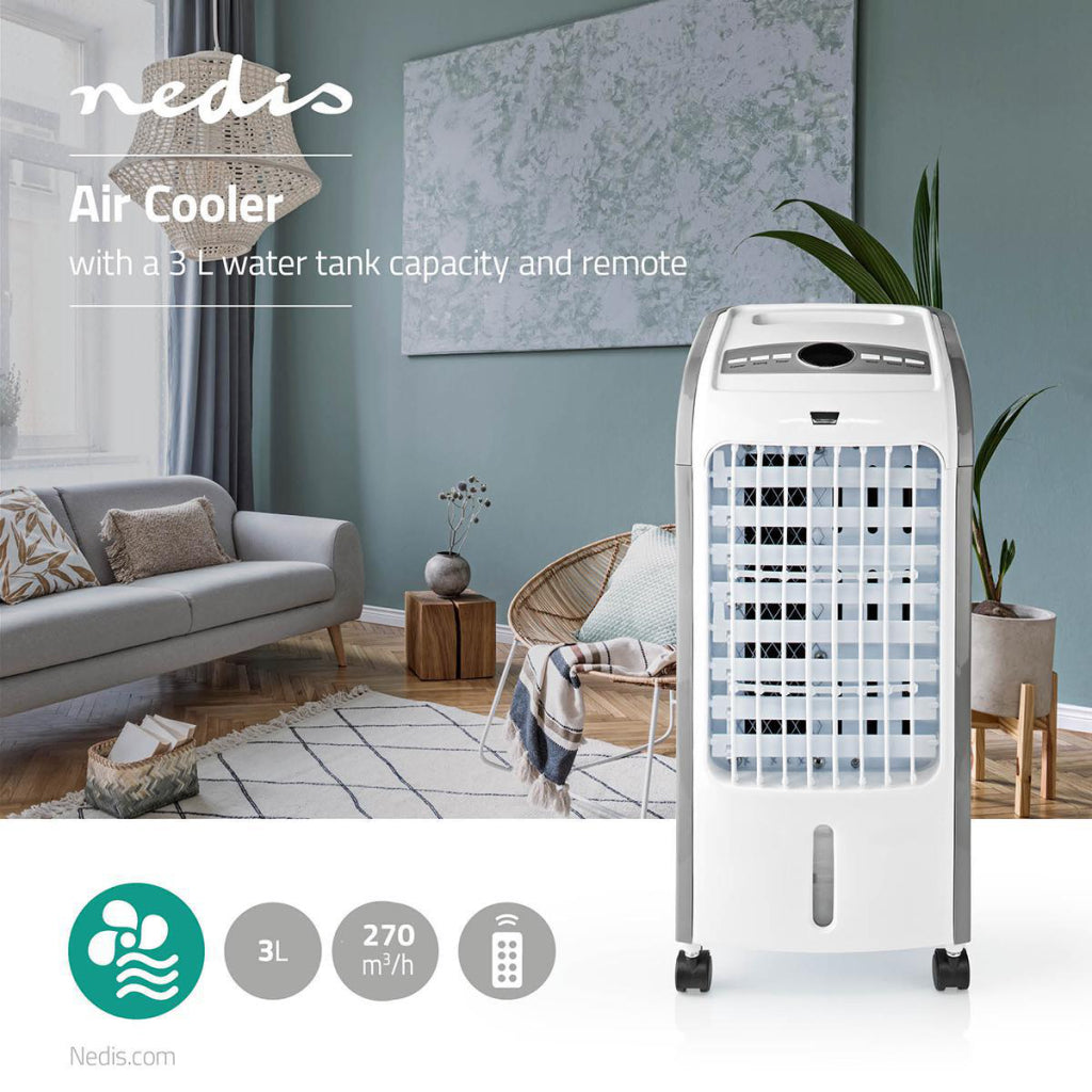 Nedis Cool115CWT Luftkühler 3 l 270 m sup3; h Timer Fernbedienung