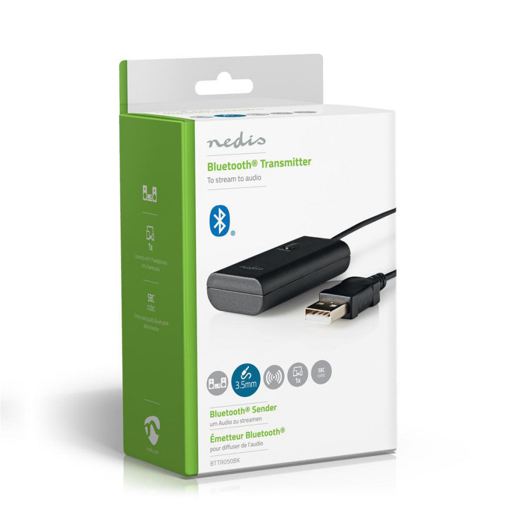 Nedis bluetooth®-zender | 1x aux 1x usb | sbc | zwart | 1 stuks - bttr050bk bttr050bk