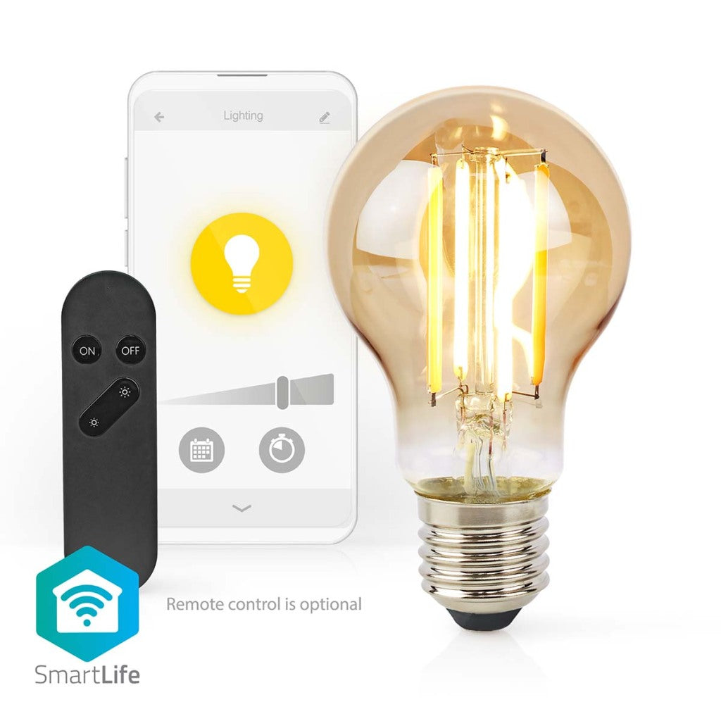 Nedis WiFiLRF10A60 SmartLife LED-Filamentlampe Wi-Fi E27 806 lm 7 W Warmweiß Glas Android iOS Birne