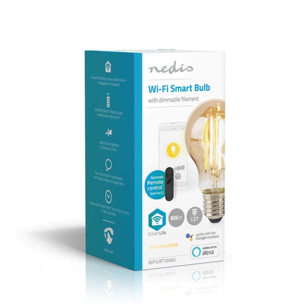 Nedis WiFiLRF10A60 SmartLife LED-Filamentlampe Wi-Fi E27 806 lm 7 W Warmweiß Glas Android iOS Birne