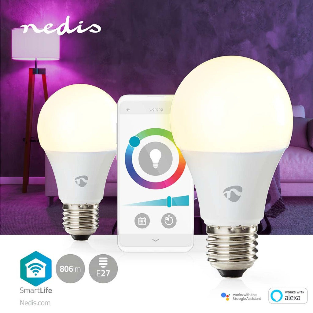 Nedis smartlife multicolour lamp | wi-fi | e27 | 806 lm | 9 w | 1 stuks - wifilrc20e27 wifilrc20e27