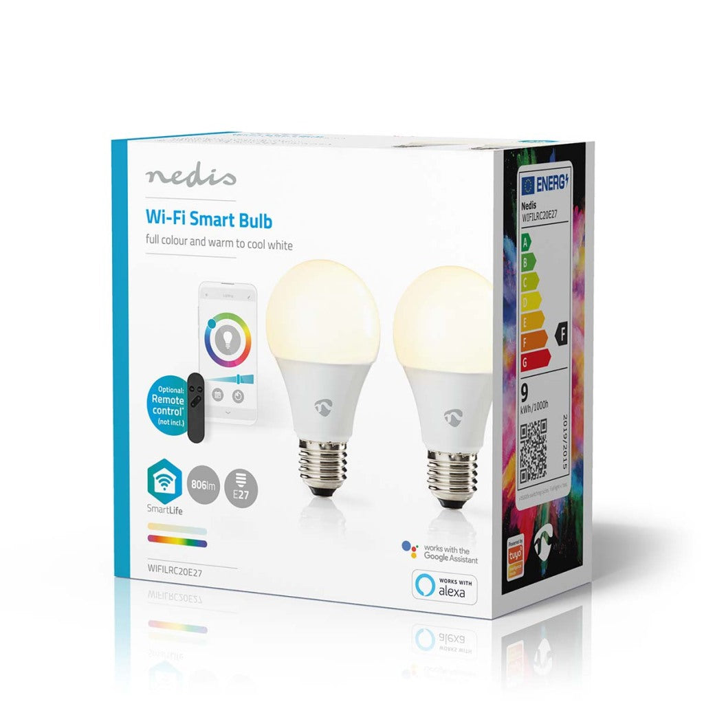 Nedis smartlife multicolour lamp | wi-fi | e27 | 806 lm | 9 w | 1 stuks - wifilrc20e27 wifilrc20e27