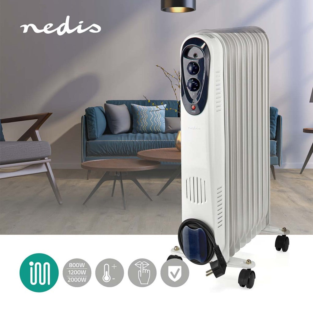 Nedis mobiele olieradiator | 800 1200 2000 w | 9 vinnen | 1 stuks - htoi30wt9 htoi30wt9