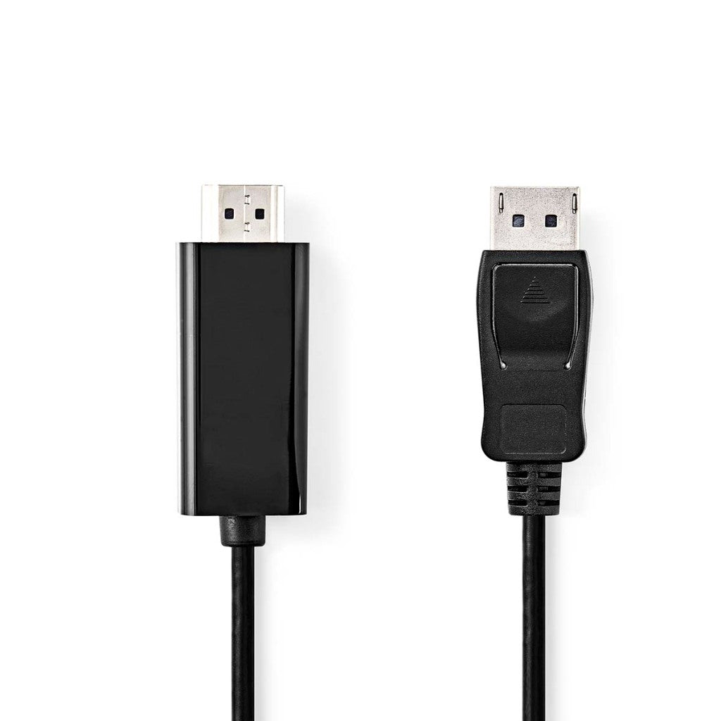 Nedis CCGL37100BK20 DisplayPort-Kabel, DisplayPort-Stecker (HDMI), 1080p-Anschluss, vernickelt, 2,00 m, rund, PVC, schwarz.