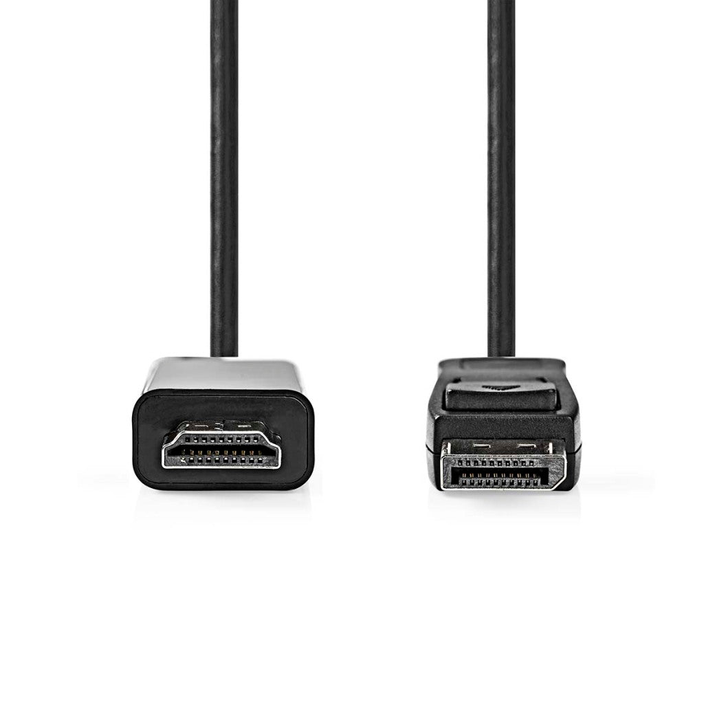 Nedis CCGL37100BK20 DisplayPort-Kabel, DisplayPort-Stecker (HDMI), 1080p-Anschluss, vernickelt, 2,00 m, rund, PVC, schwarz.