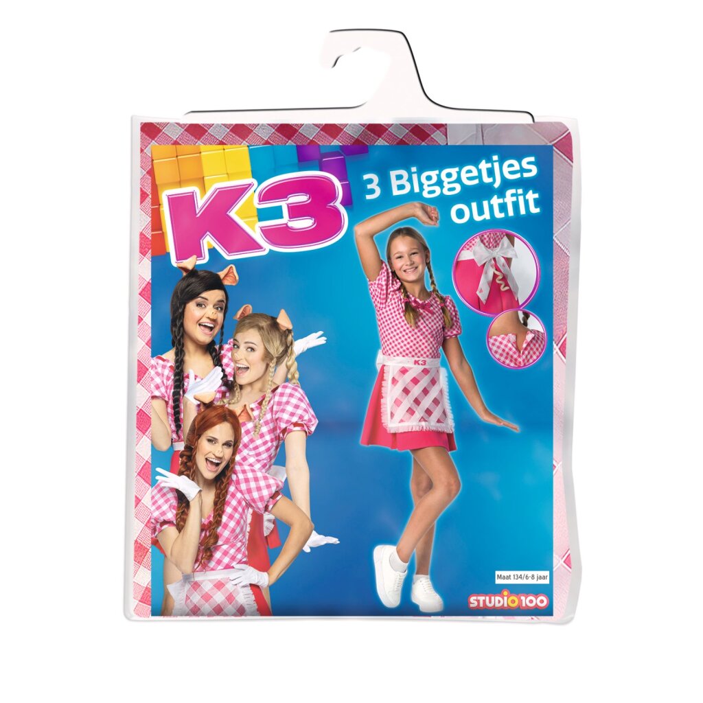 K3 verkleedjurk - 3 biggetjes - 6-8 jaar - verkleedkleding