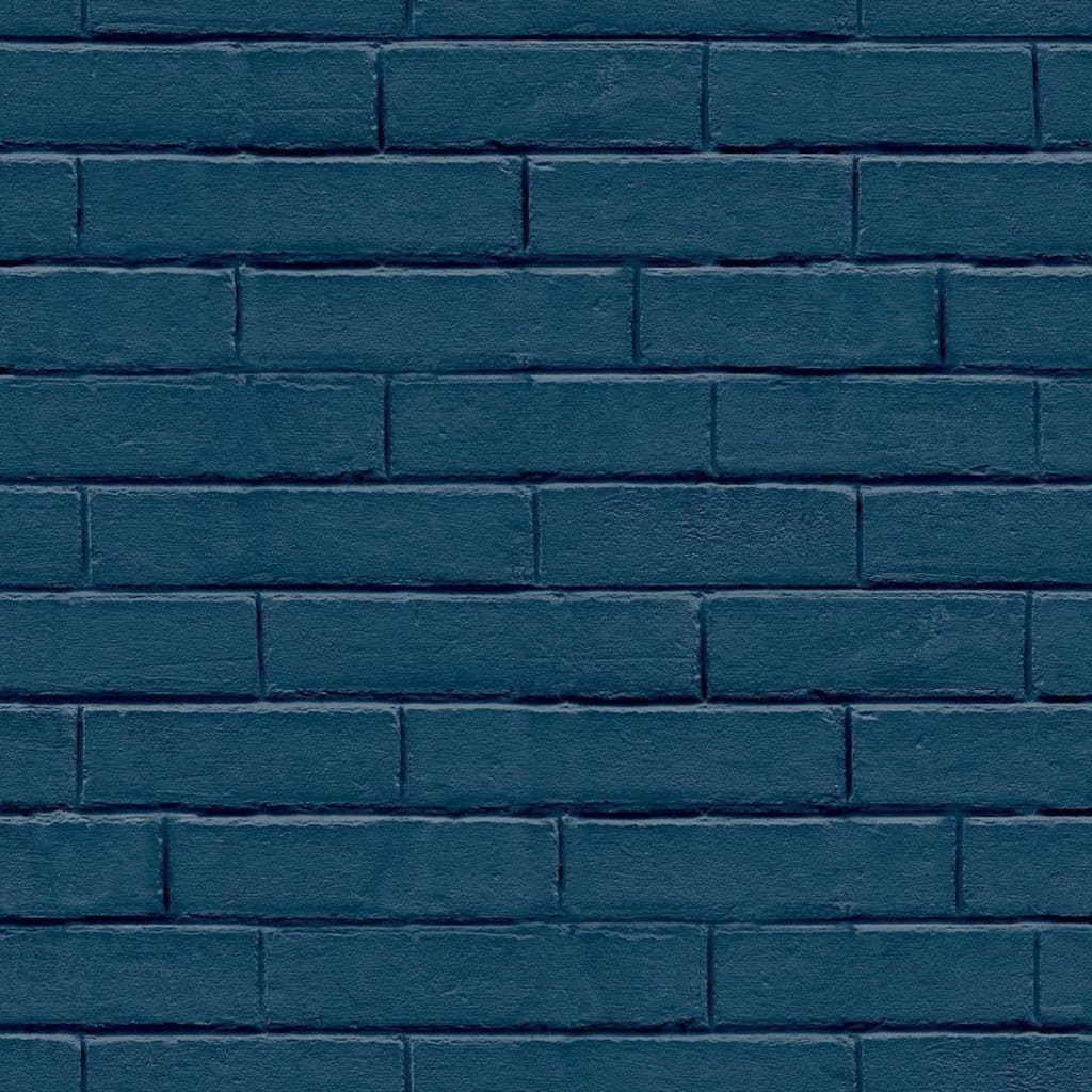 Nordwandtapete, positive Stimmung, Backsteinwand blau