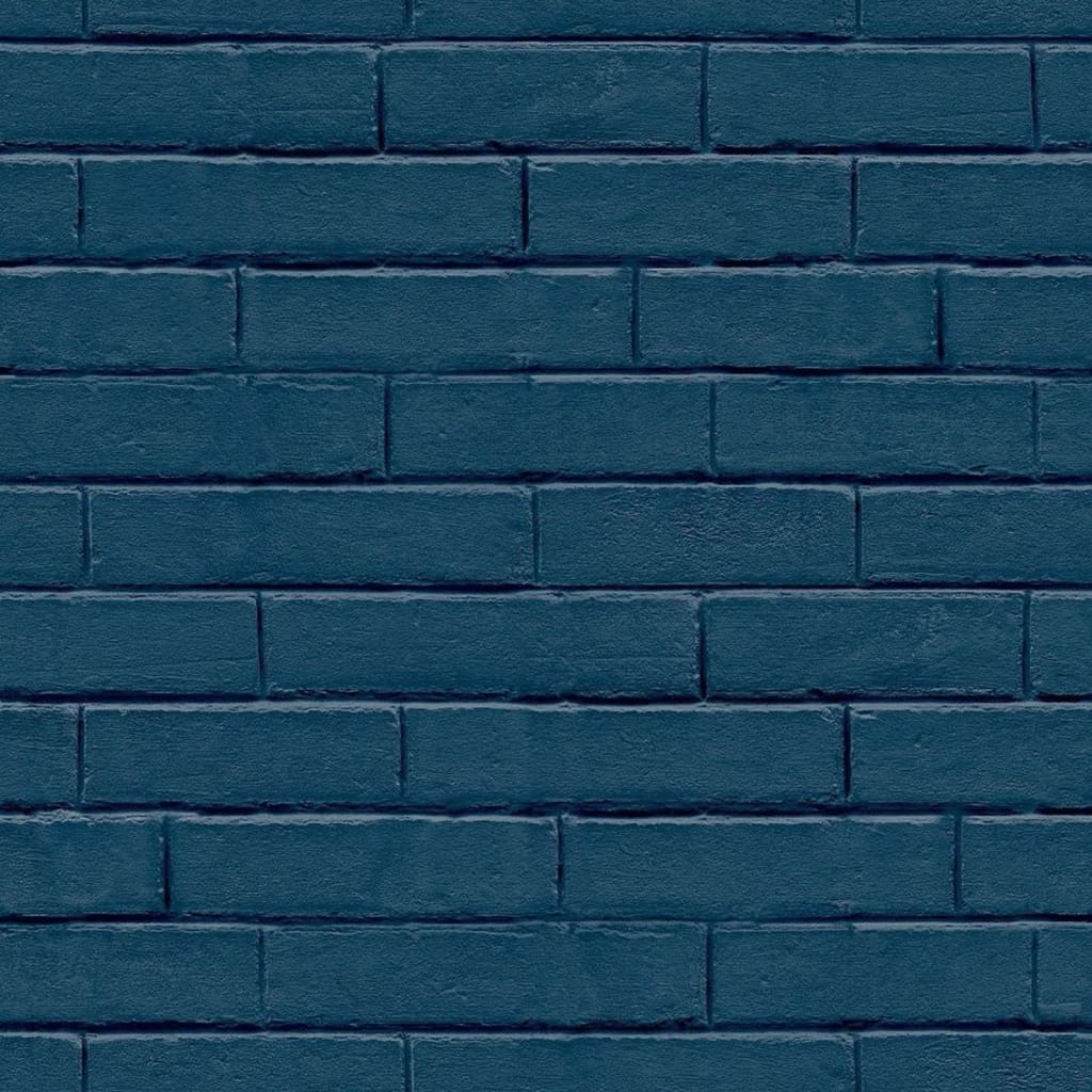 Nordwandtapete, positive Stimmung, Backsteinwand blau