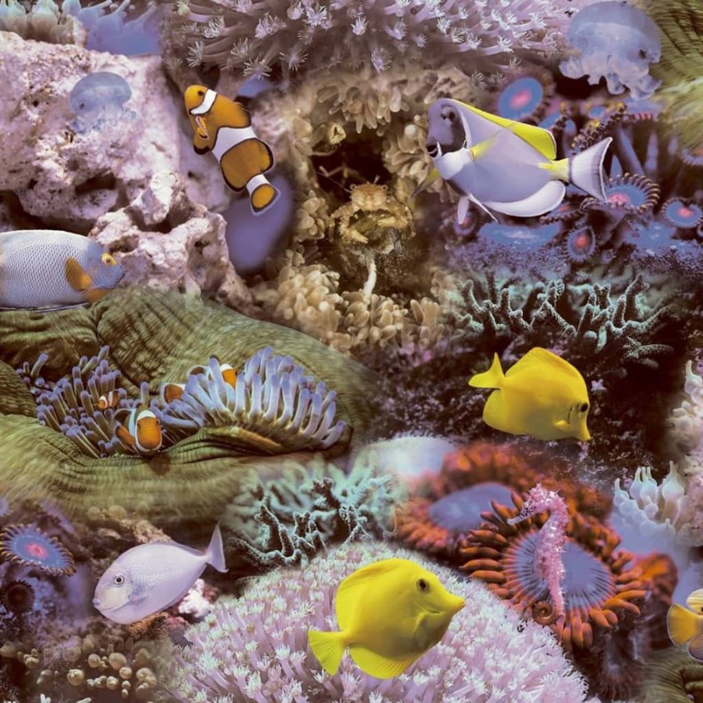 Nordwand Nordwand Tapete gute Stimmung Korallen und tropische Fische gelb und lila