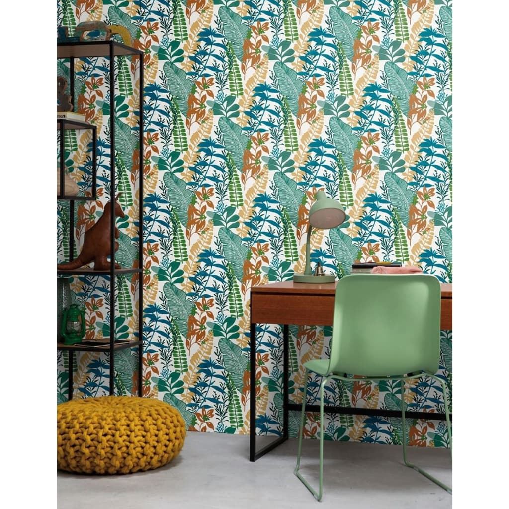 Noordwand behang good vibes big leaves blauw en groen