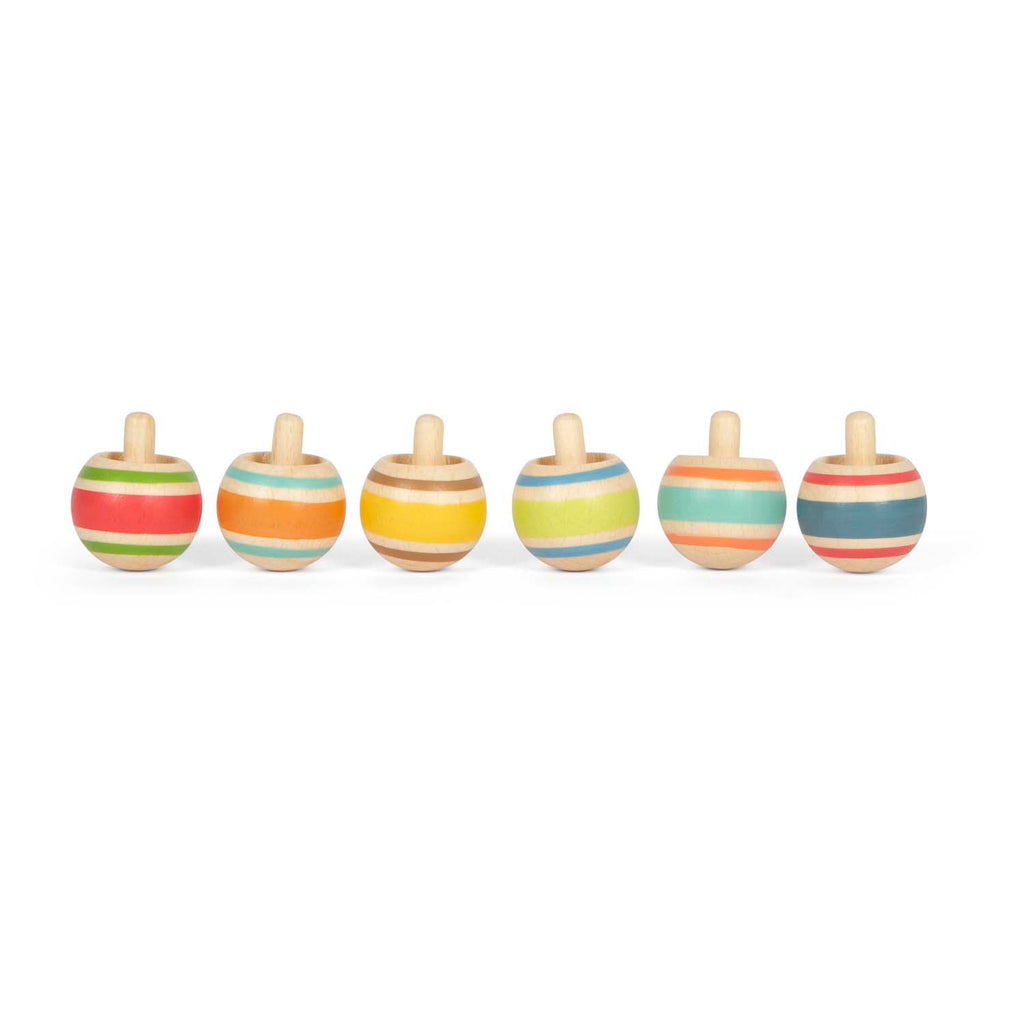 Small foot - houten tollen gestreept, set van 6