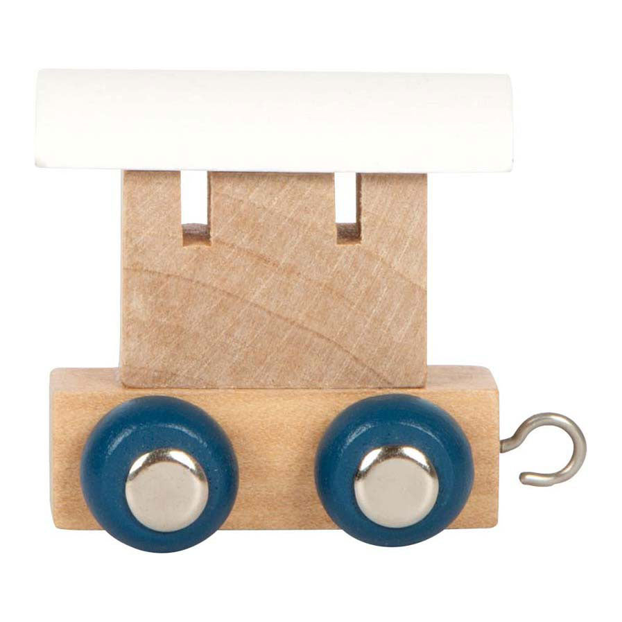 Kleiner Fuß – hölzerner Buchstabenzug Polar – weißer Wagen