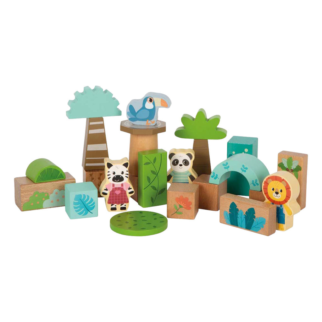Small Foot - Holzbausteine ​​Dschungelfreunde fsc - 50dlg.