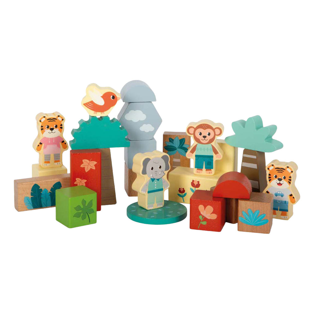 Small Foot - Holzbausteine ​​Dschungelfreunde fsc - 50dlg.