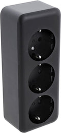 Q-link - wandcontactdoos - opbouw - 3-voudig stopcontact - randaarde - kinderbeveiliging - mat zwart
