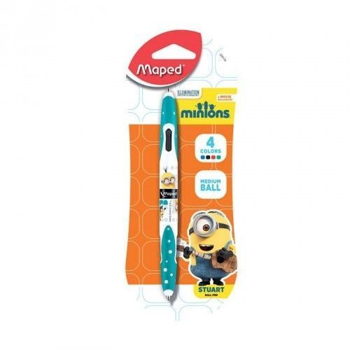Joustra maped minions twintip 4 kleuren balpen op blister