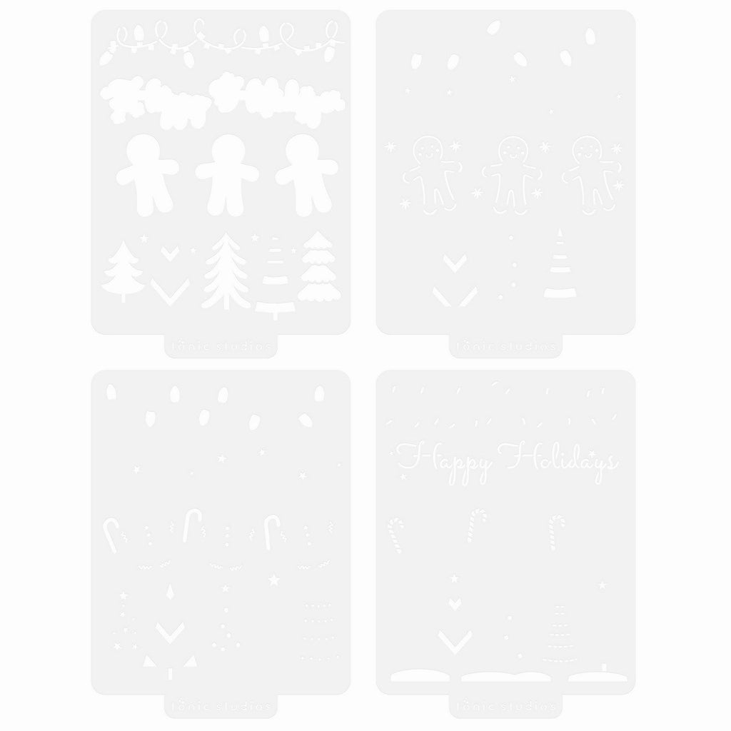 Tonic studios • a candy cane christmas stencil set 4pcs