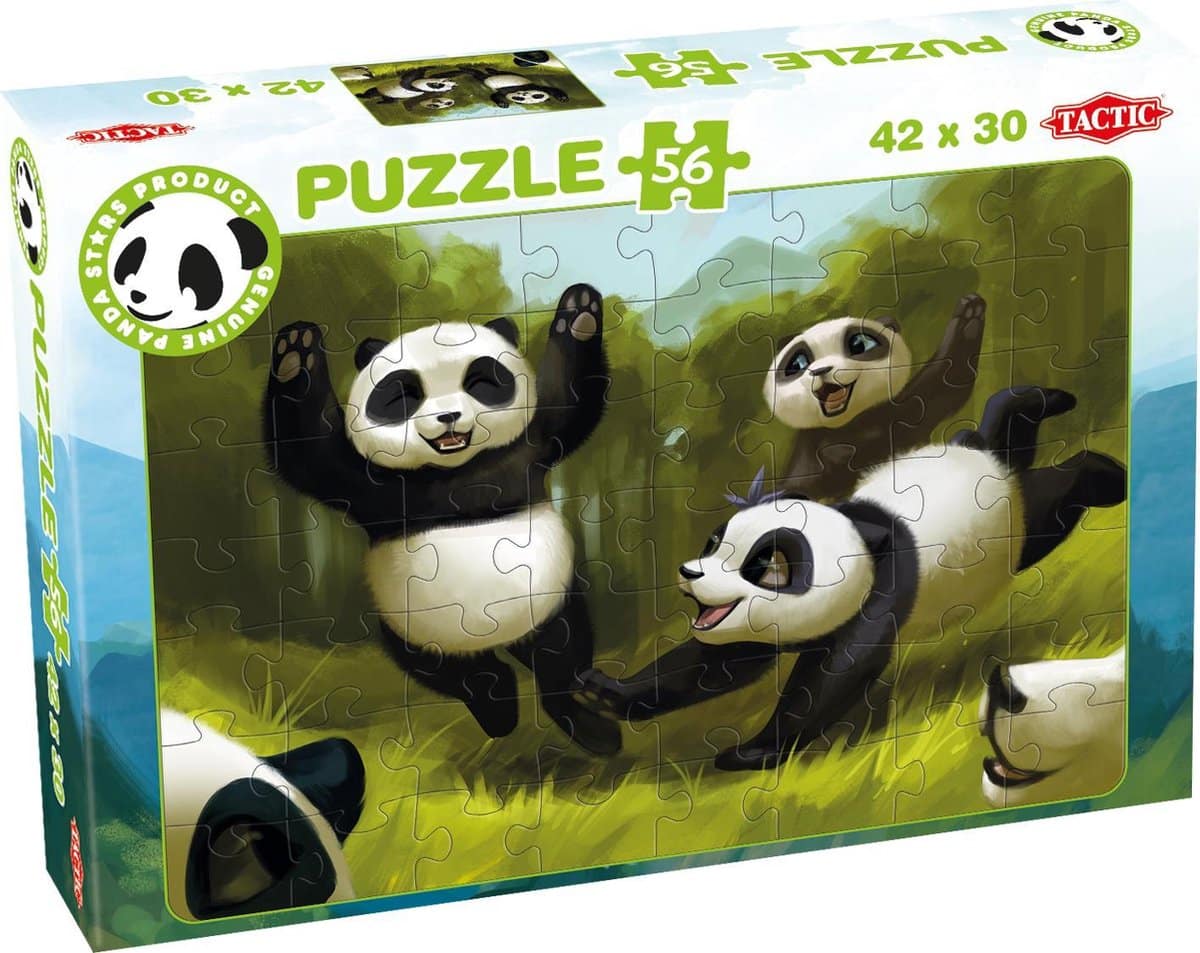 Tactic puzzel - spelende pandaberen - 56 stukjes