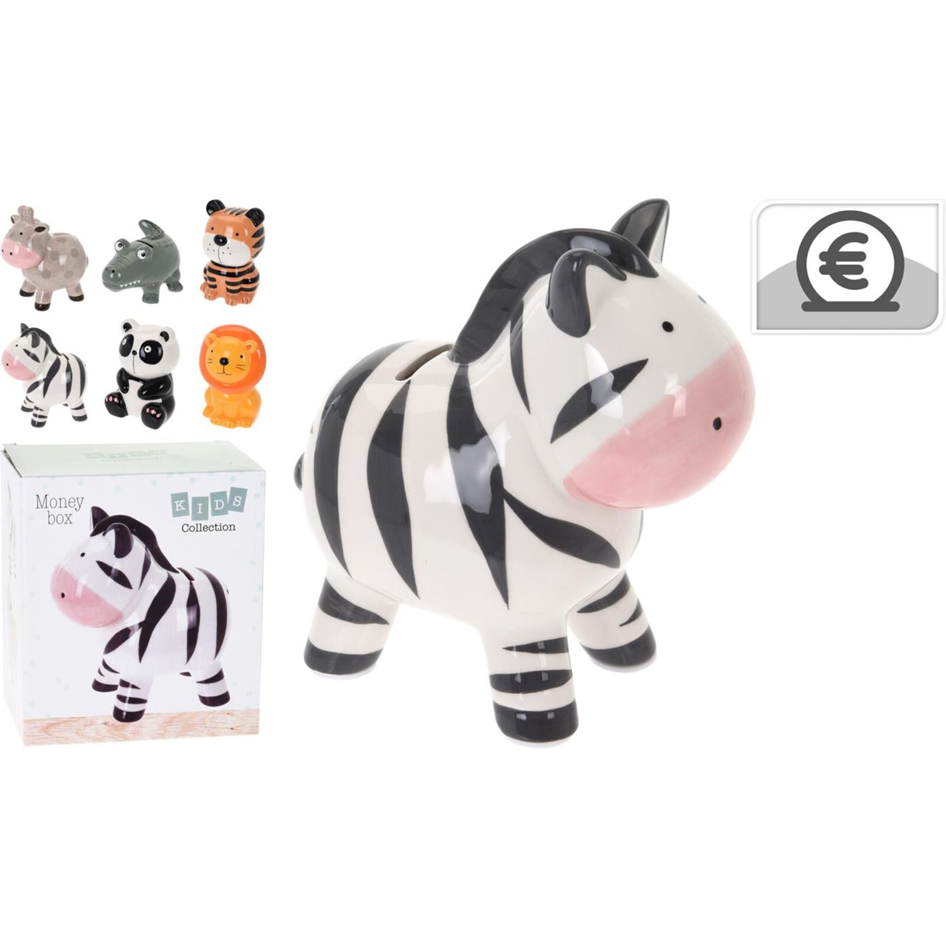 Home styling spaarpot dieren aardewerk 6 assorti