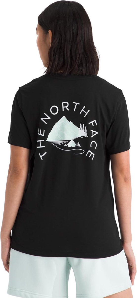 The north face w monte regular short sleeve tee-graphic dames outdoorshirt - tnf zwart s