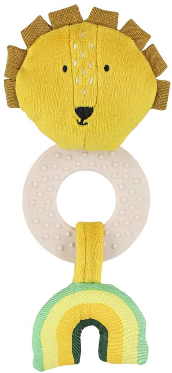 Trixie bijtspeeltje - mr. lion - siliconen bijtring knisper - houten ring spiegel - 3m+ - ideaal als geboortegeschenk