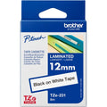 Brother labeltape tze231 zwart, wit glanzend