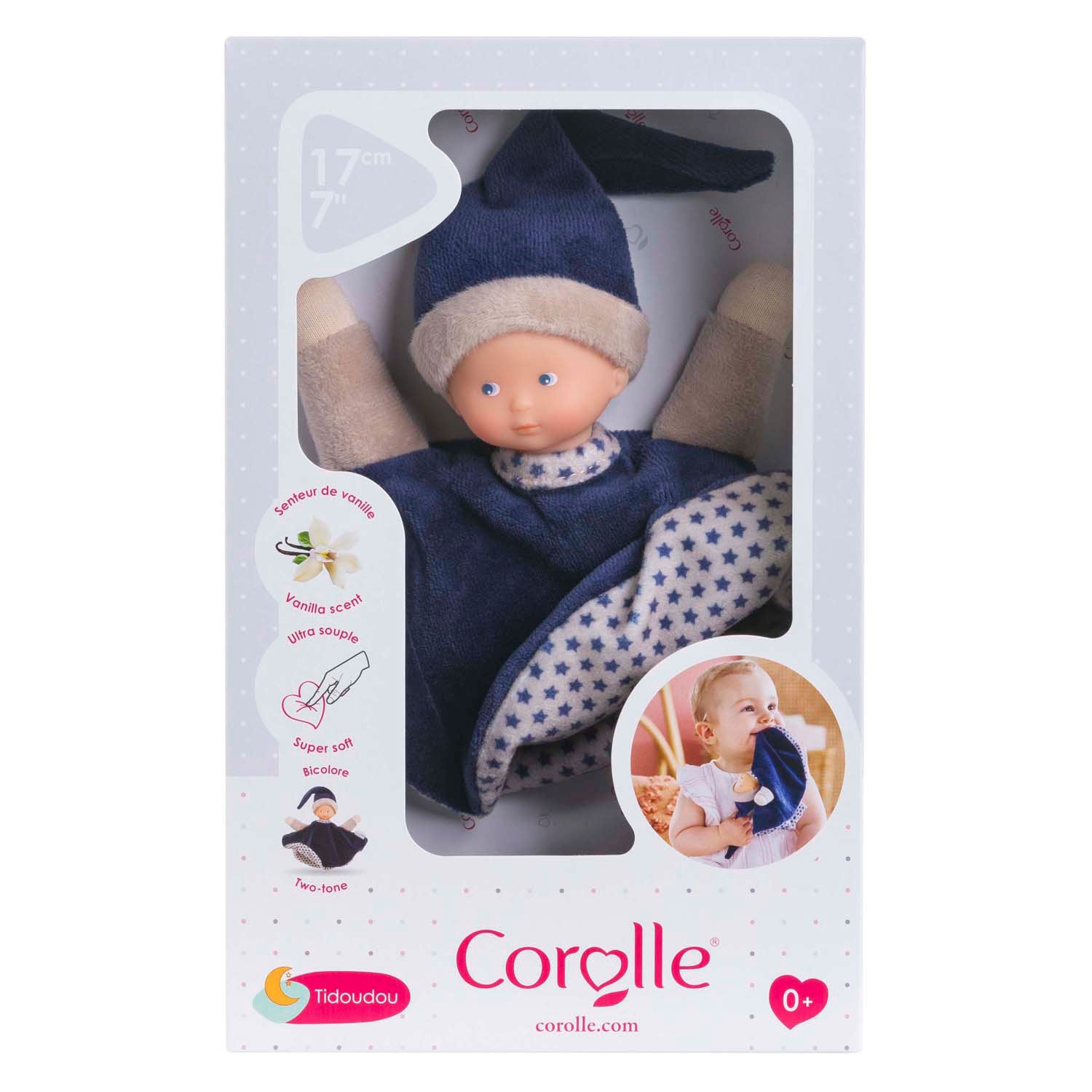 Corolle tidoudou - marineblaues Kuscheltuch, 17 cm