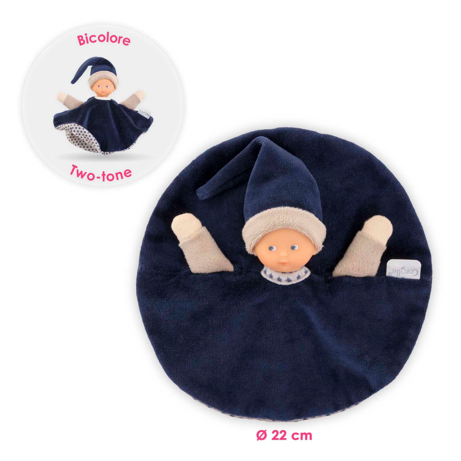 Corolle tidoudou - marineblaues Kuscheltuch, 17 cm