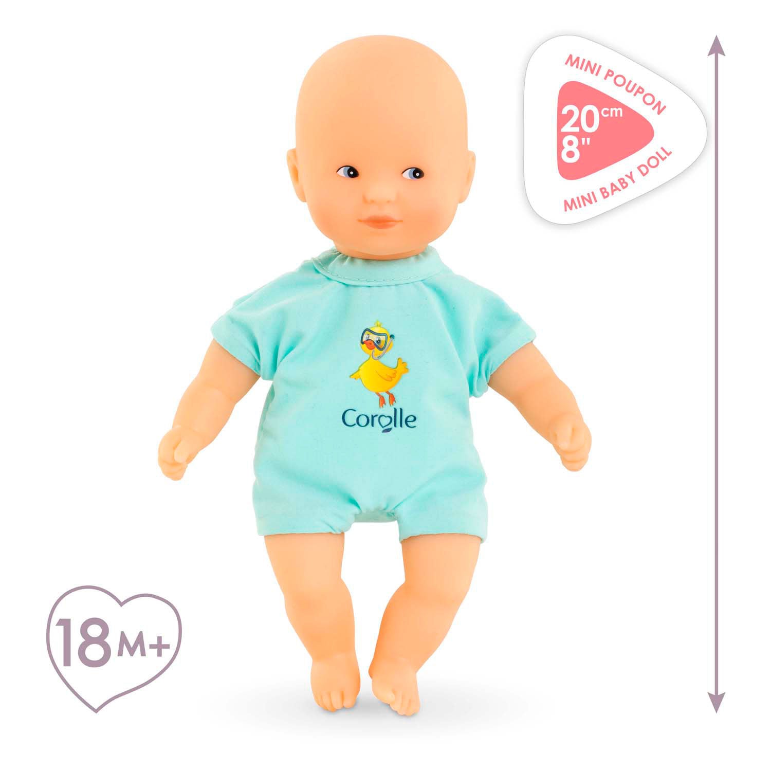 Corolle babypop blauw - mini badpop 20cm voor kinderen.