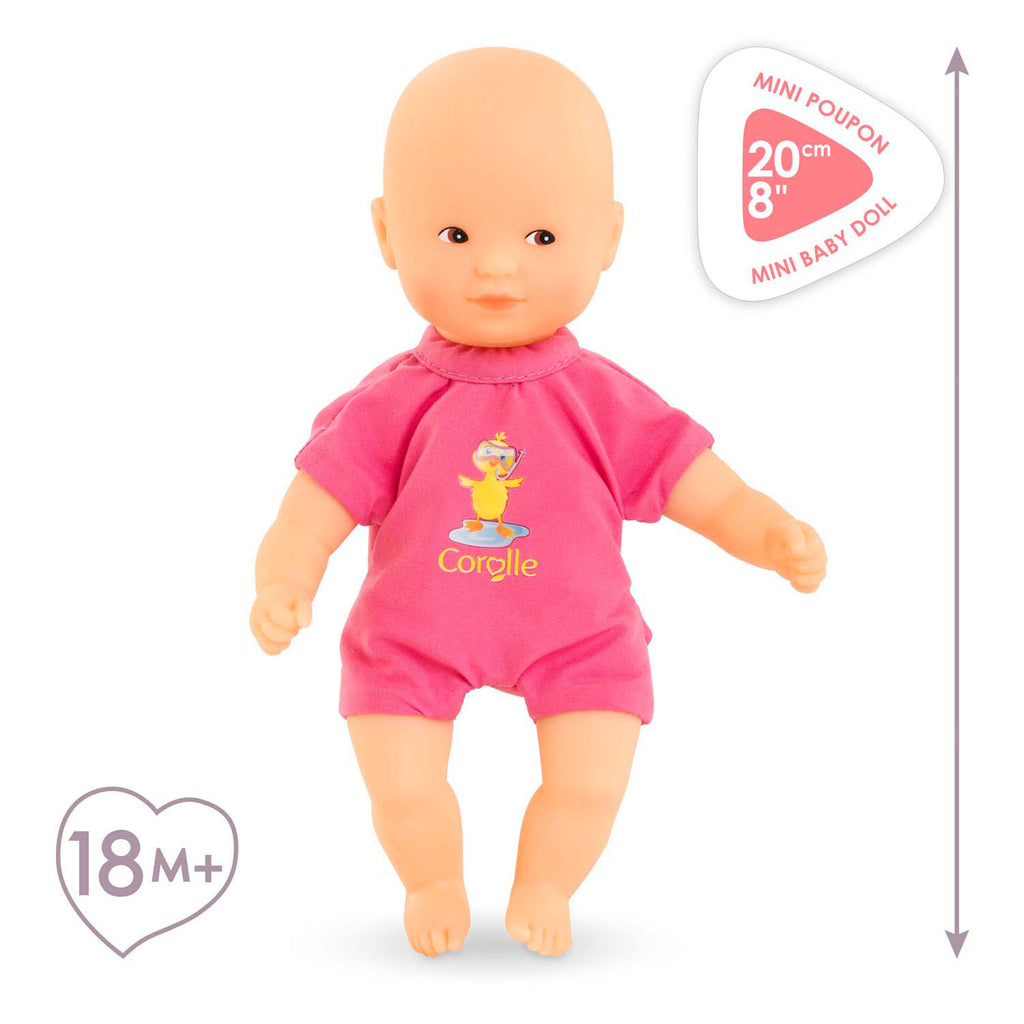 Corolle Mini-Badepuppe – rosa, 20 cm
