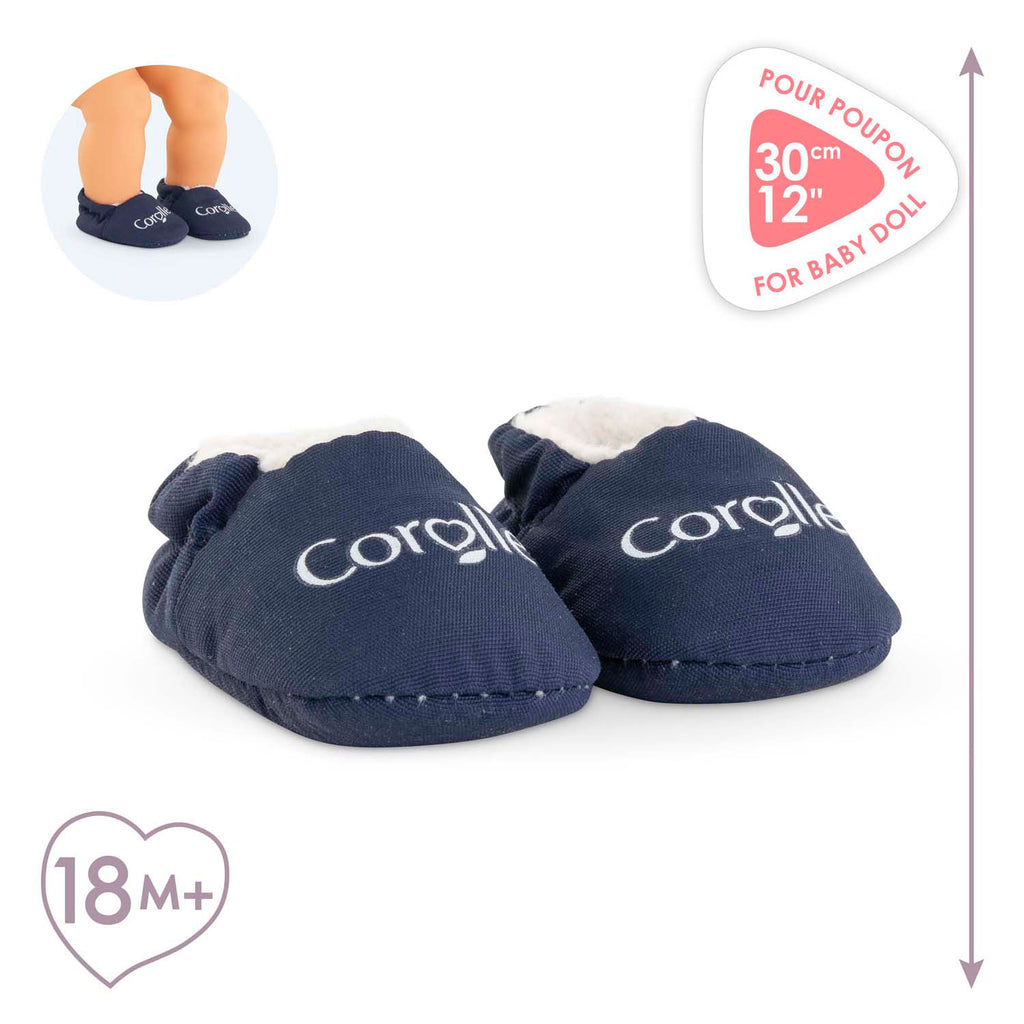 Corolle marineblaue Hausschuhe für Babypuppen, 30 cm