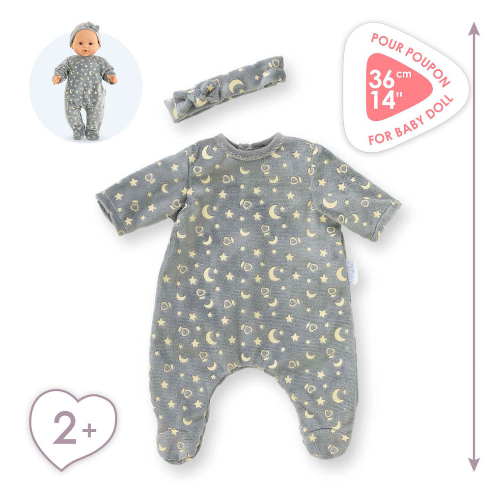 Corolle Puppenpyjama, glitzert im Dunkeln, und Haarband, 36 cm