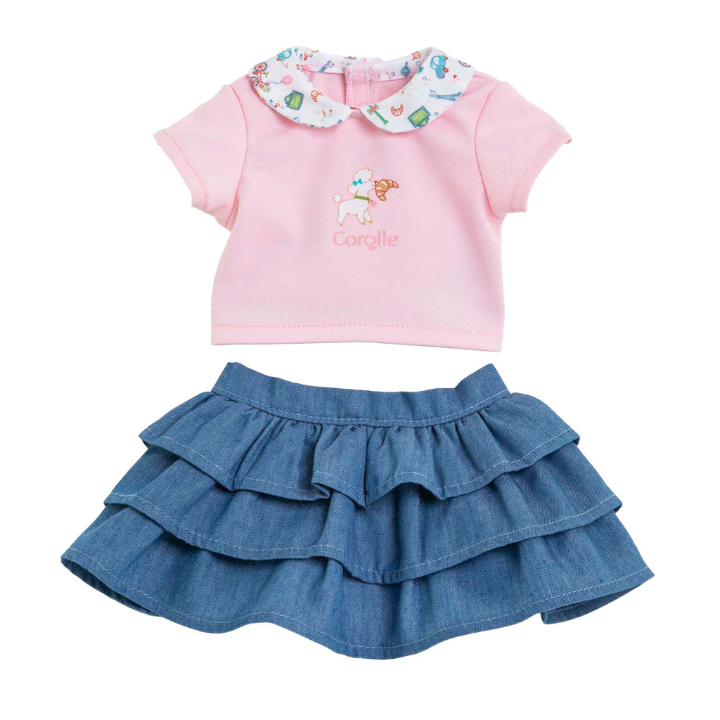 Corolle-Rock mit Rüschen und T-Shirt für Babypuppe, 36 cm.