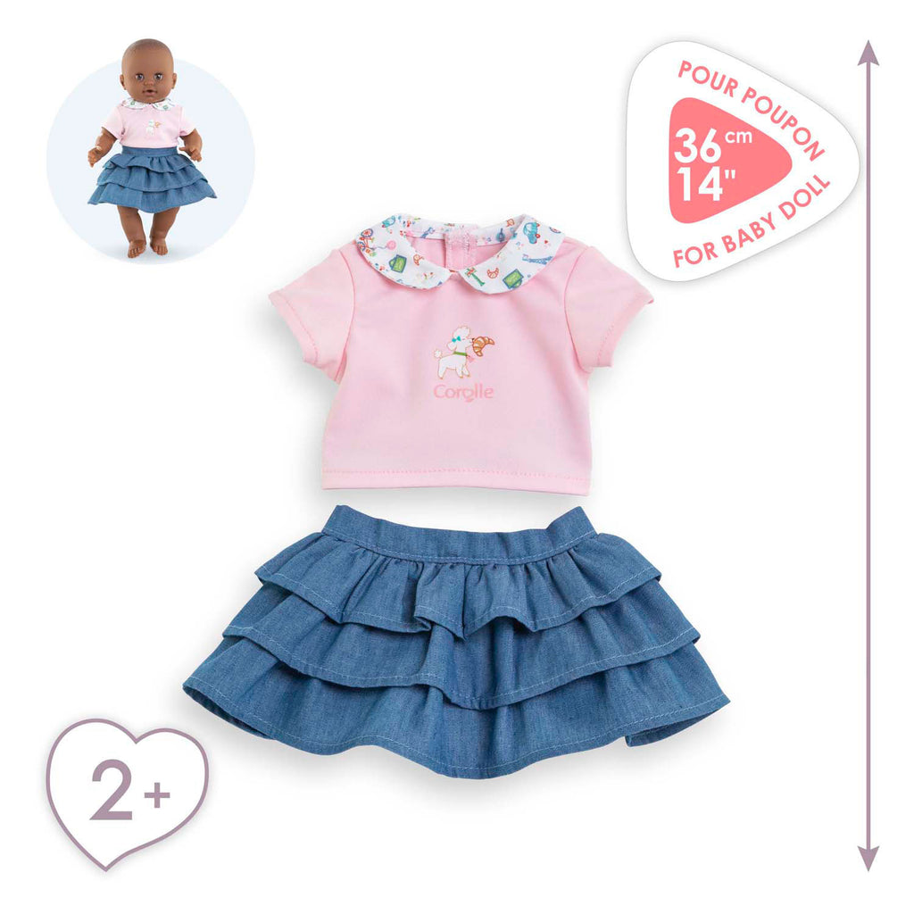 Corolle-Rock mit Rüschen und T-Shirt für Babypuppe, 36 cm.