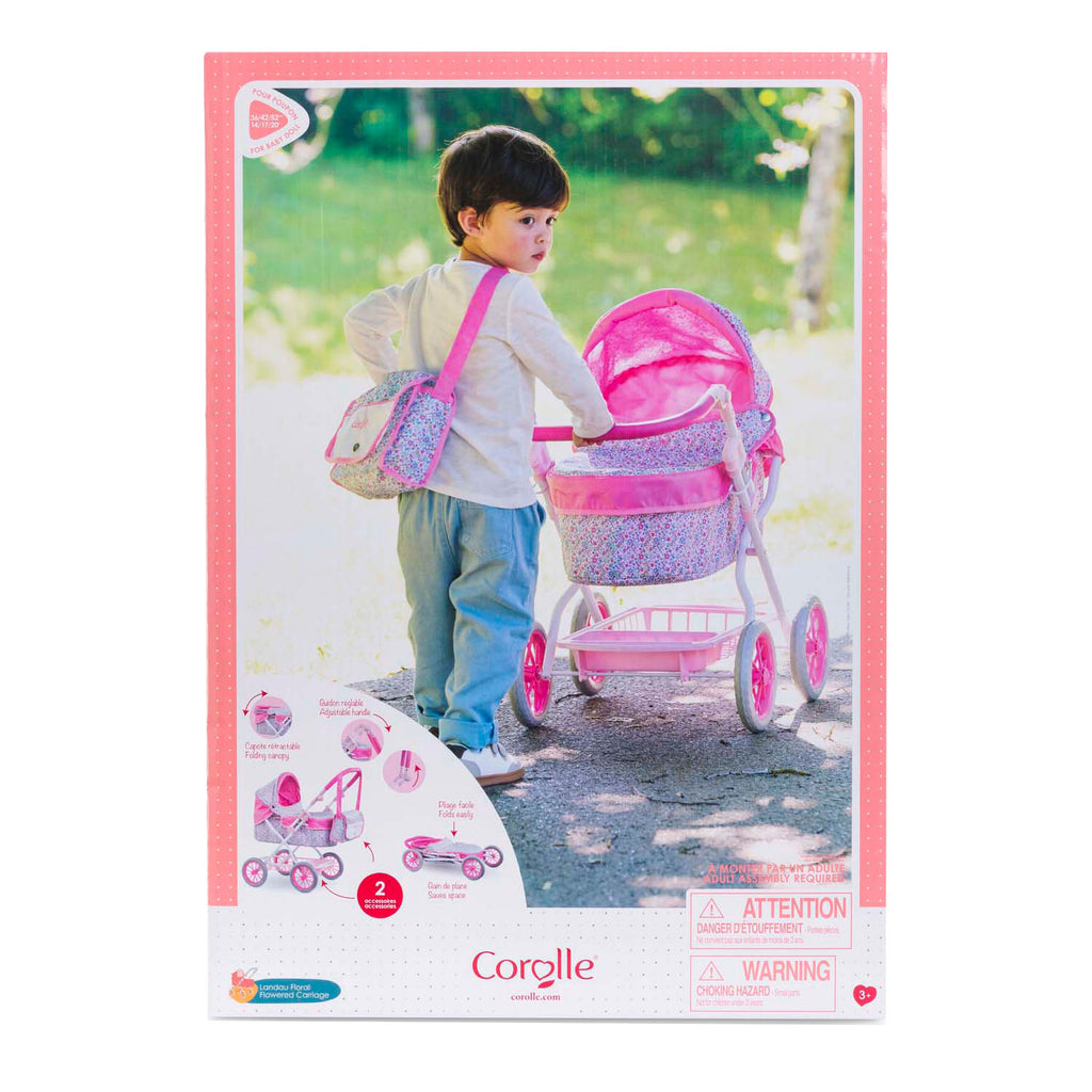 Corolle Puppenwagen mit Blumenmuster für Babypuppen von 36-42 cm