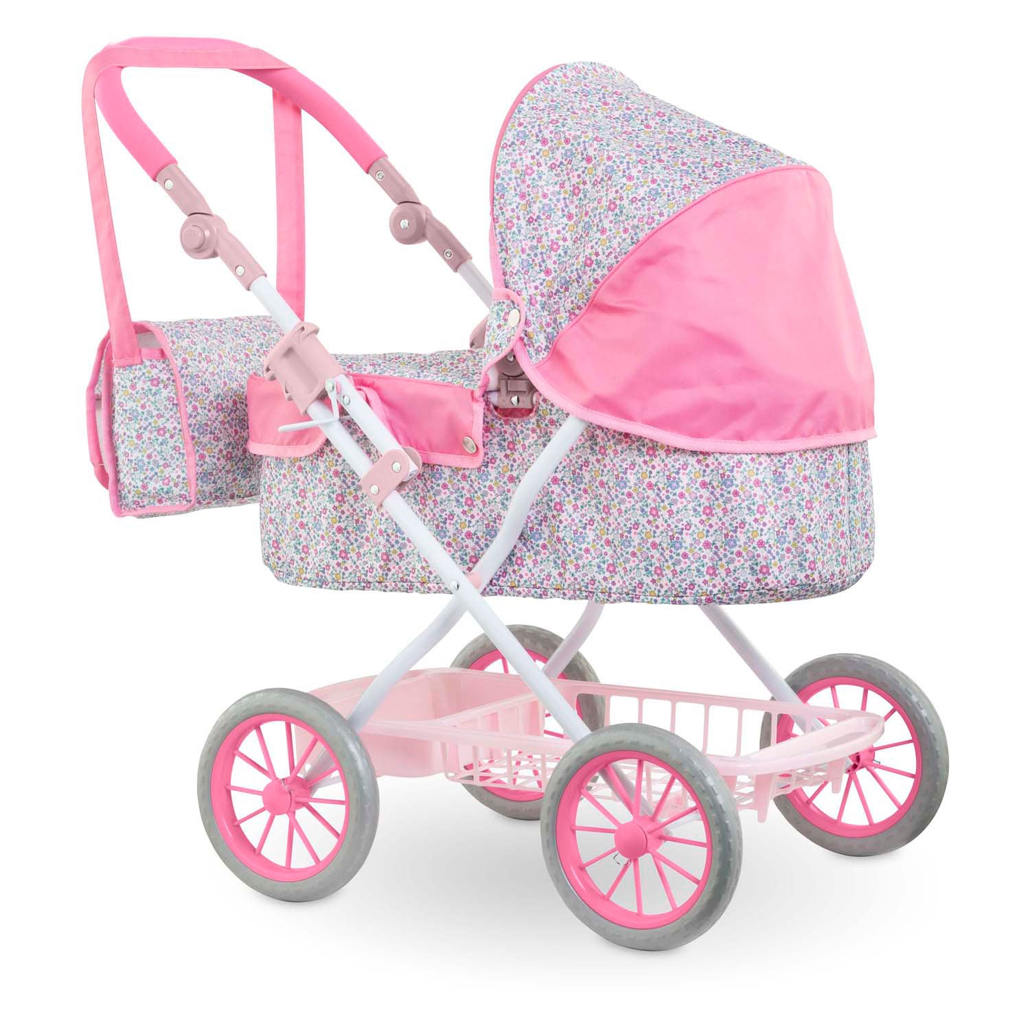 Corolle Puppenwagen mit Blumenmuster für Babypuppen von 36-42 cm