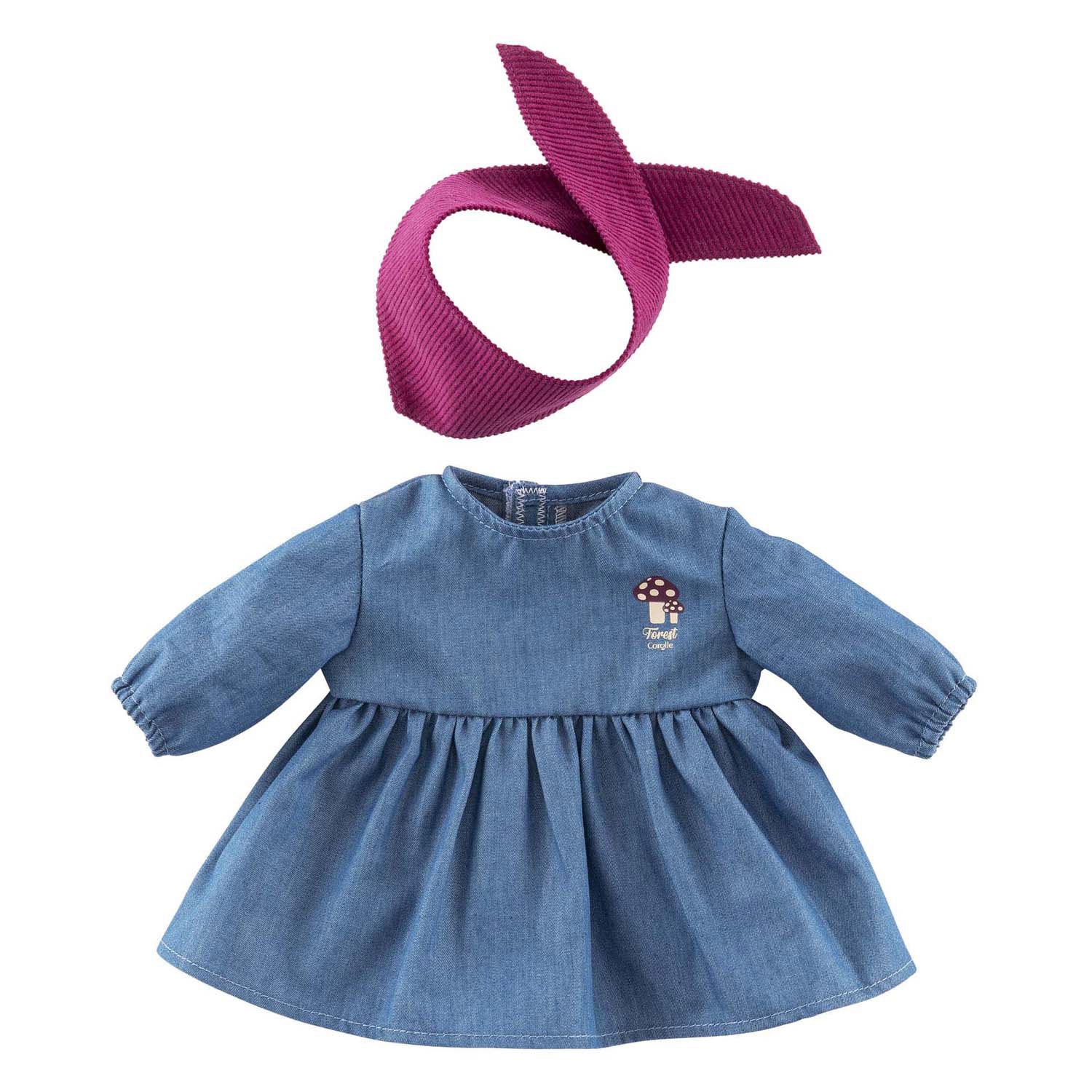Corolle poppenkleding jeans jurk met sjaal voor 30cm pop denim.