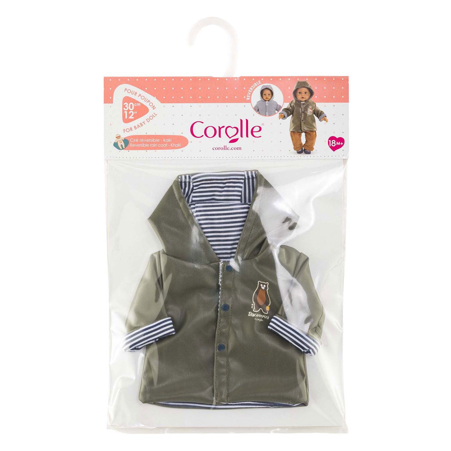 Corolle poppen regenjas omkeerbaar - poppenaccessoire 30cm waterafstotend.