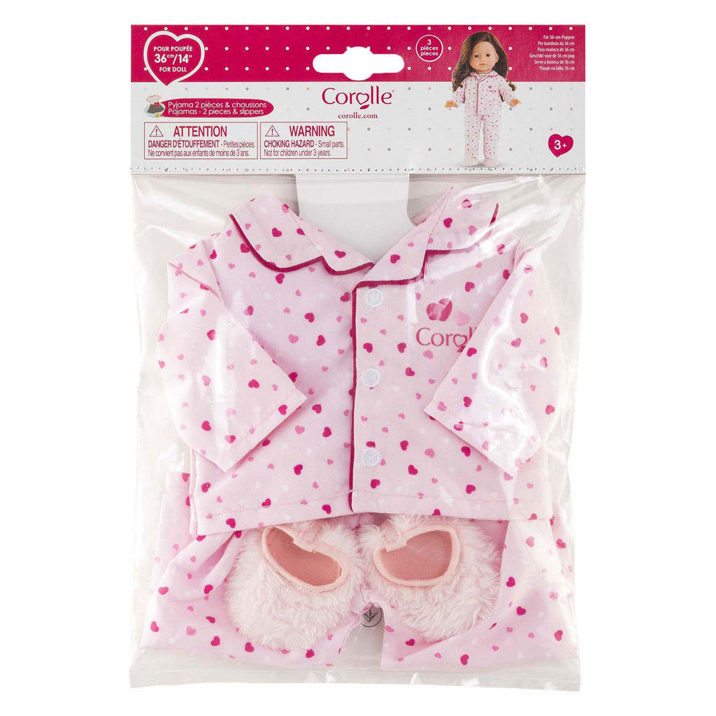 Corolle poppenpyjama en slofjes - hartjes - 36cm poppenkleding.