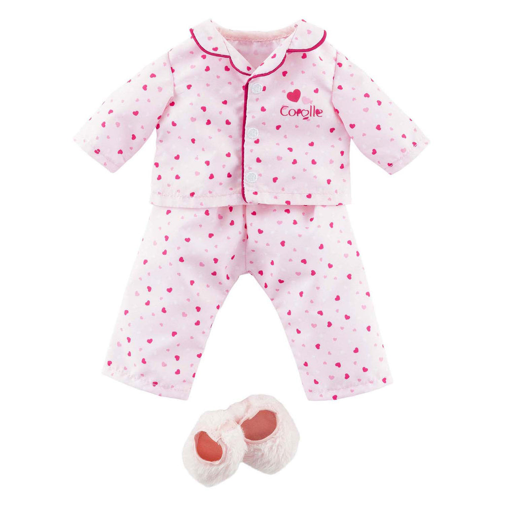 Corolle poppenpyjama en slofjes - hartjes - 36cm poppenkleding.