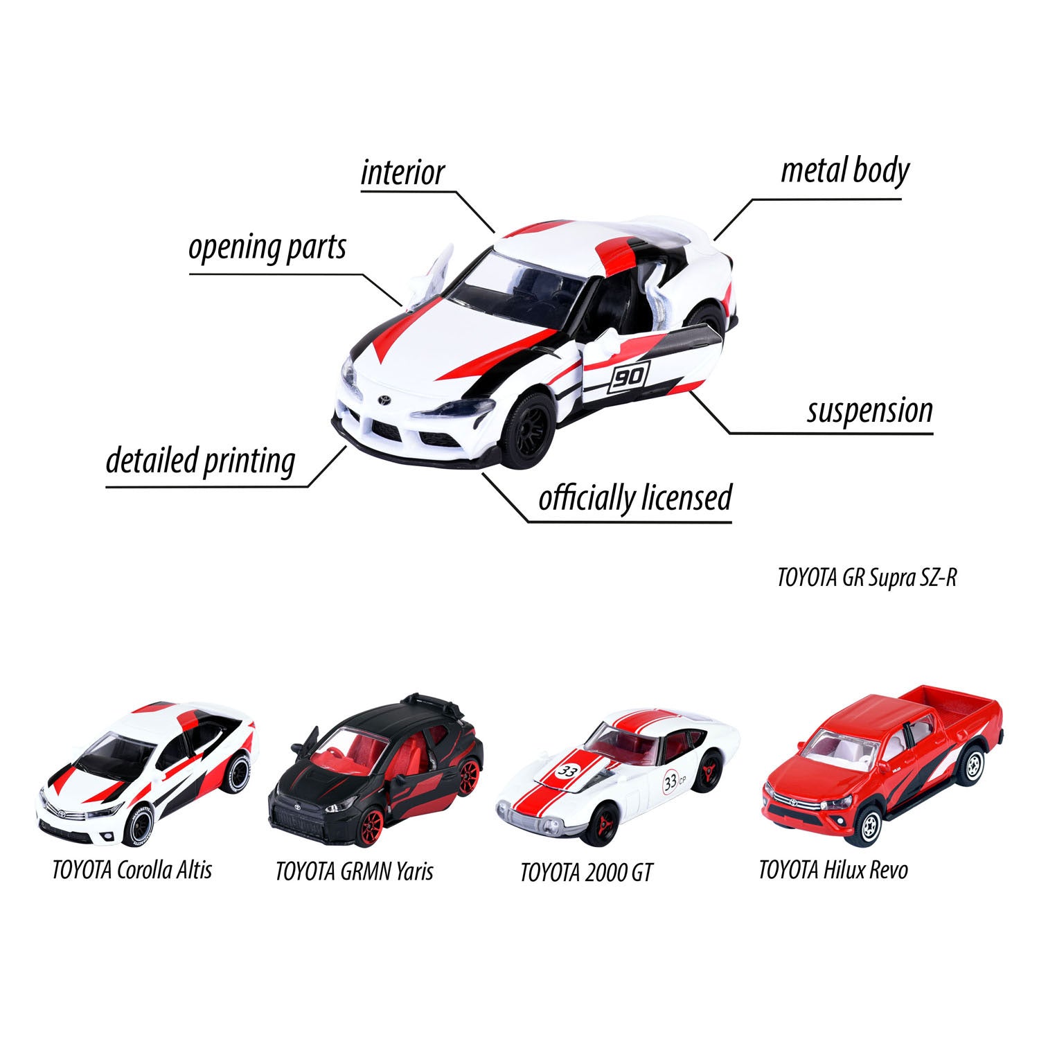 Majorette Toyota Druckguss-Rennwagen-Geschenkpackung, 5 Stück.
