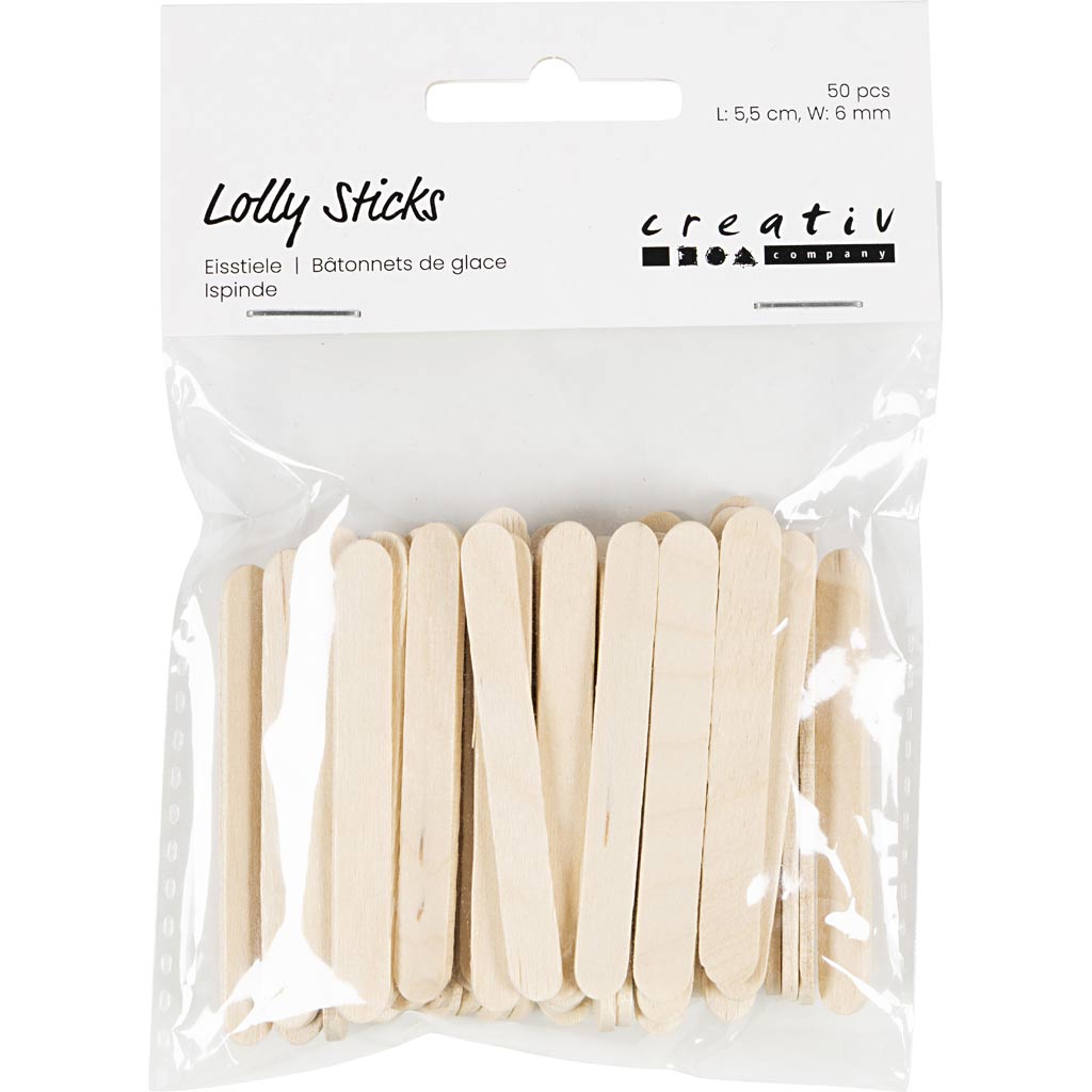 Creativ Company Mini-Bastelstäbchen aus Holz, 50 Stück.