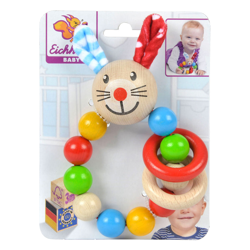 Eichhorn Baby Beißring aus Holz, Kaninchen