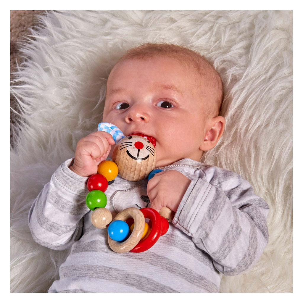 Eichhorn Baby Beißring aus Holz, Kaninchen