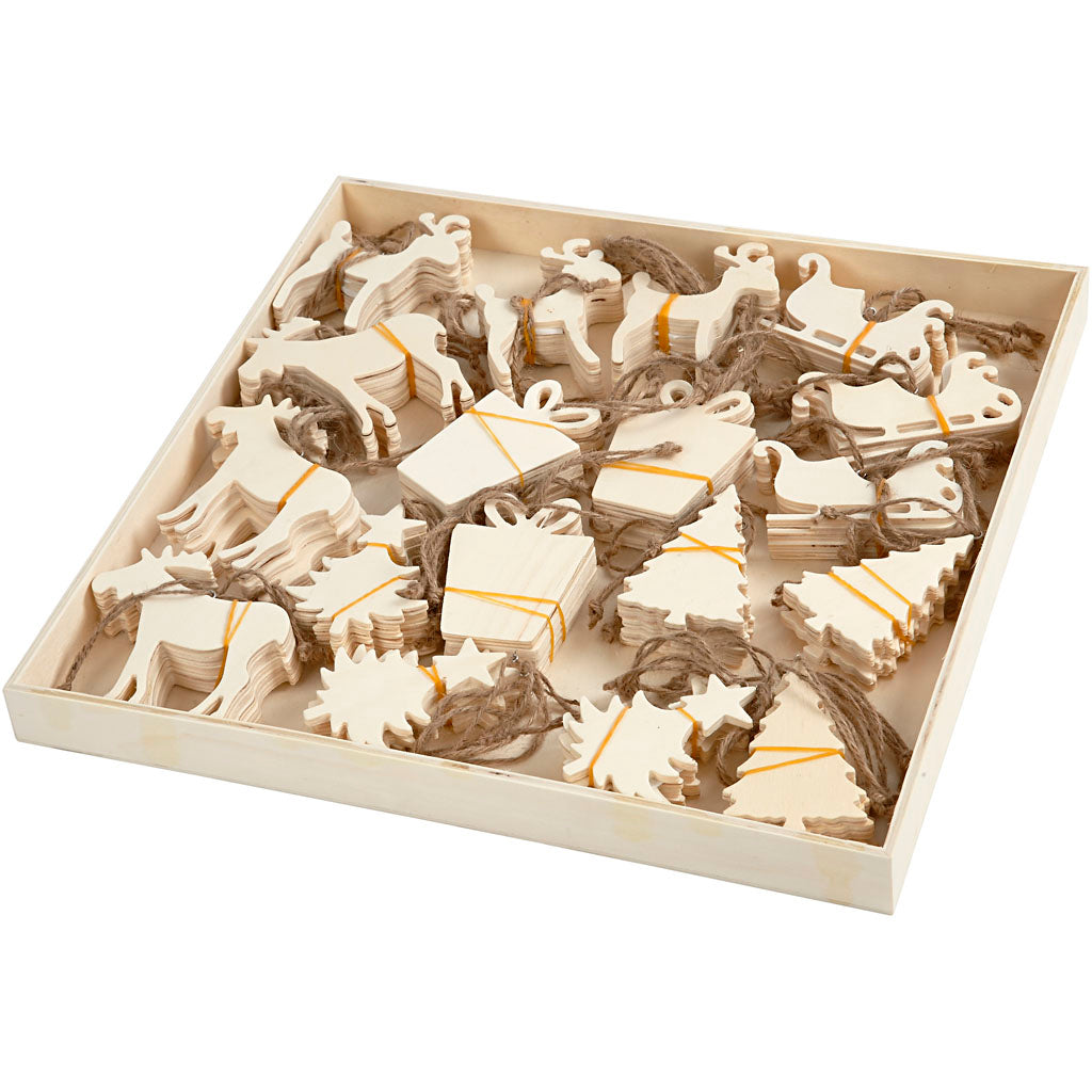 Creativ company houten ornamenten kerst thema, 90st.