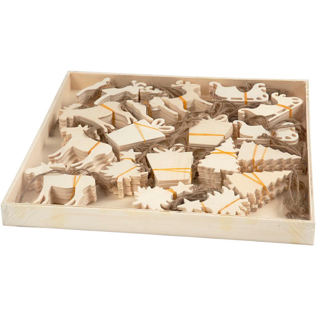 Creativ company houten ornamenten kerst thema, 90st.