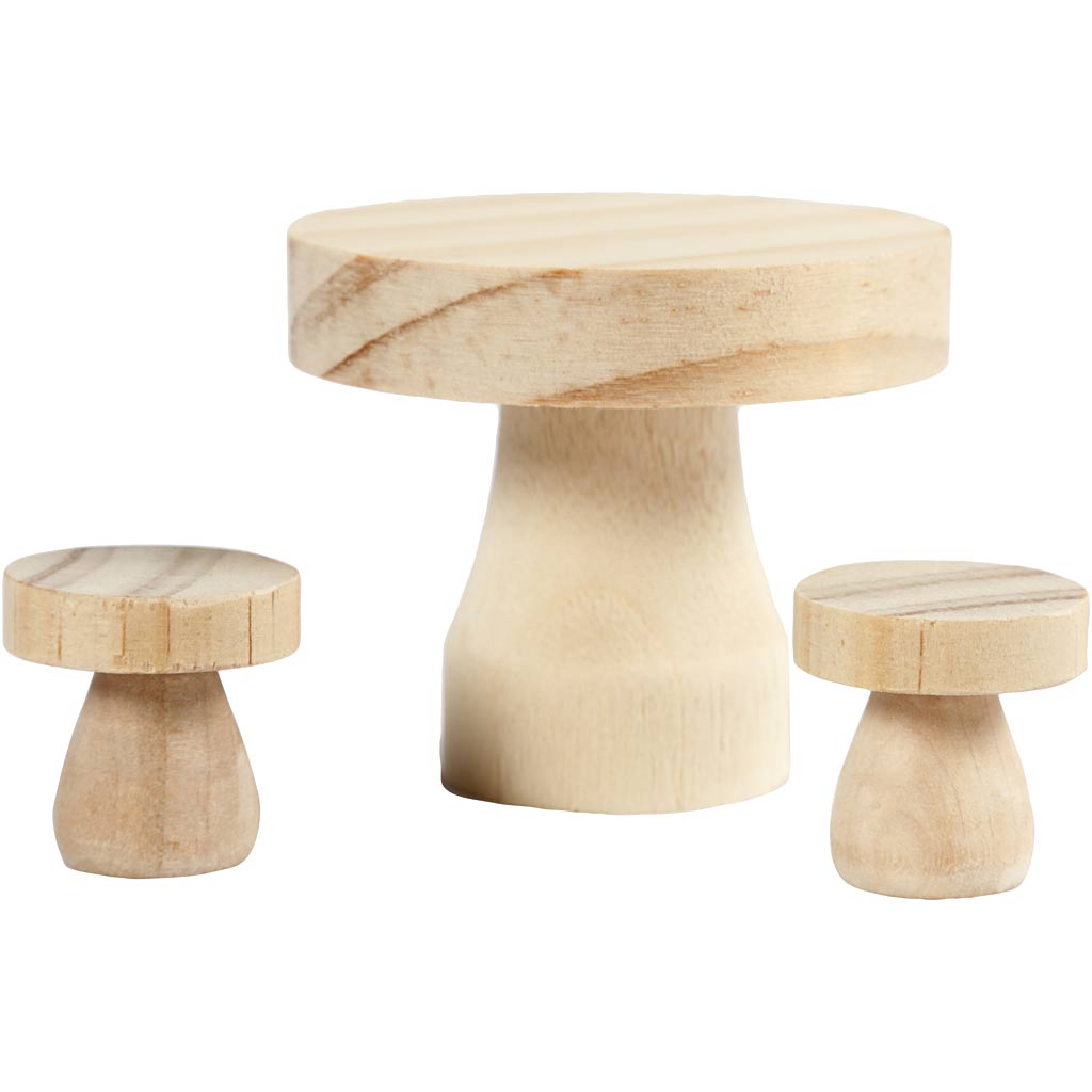 Creativ Company Mini-Möbelset aus Holz, 3-teilig.