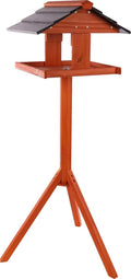 Flamingo voederhuis met staander reykjavik hout – 42cm l x 40.5cm b x 118cm h, gemaakt van dennenhout, waterbestendig, sterk en duurzaam